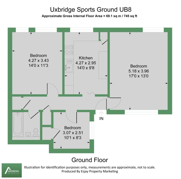 Floor Plan Image for 2 Bedroom Apartment to Rent in Park Road, Uxbridge