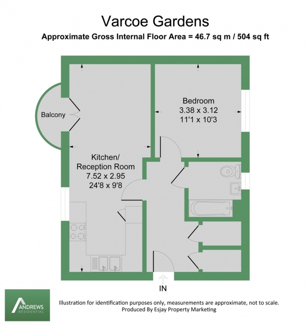 Floor Plan Image for 1 Bedroom Apartment to Rent in Varcoe Gardens, Hayes