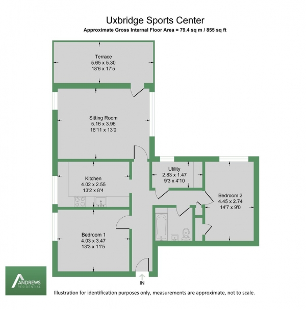 Floor Plan Image for 2 Bedroom Flat to Rent in Park Road, Uxbridge