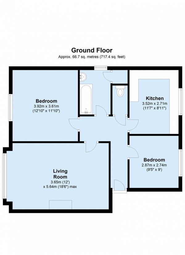 Floor Plan Image for 2 Bedroom Flat to Rent in Chartwell Court, Shadwell Lane, Alwoodley