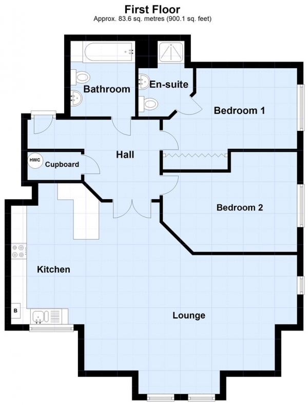 Floor Plan Image for 2 Bedroom Flat for Sale in Linfield, Grove Road, Headingley