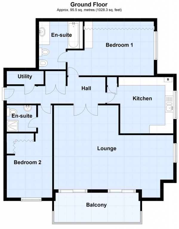 Floor Plan Image for 2 Bedroom Flat for Sale in The Moorings, Harrogate Road, Alwoodley