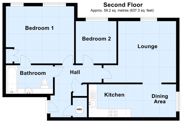 Floor Plan Image for 2 Bedroom Flat for Sale in Pennyfield Close, Meanwood