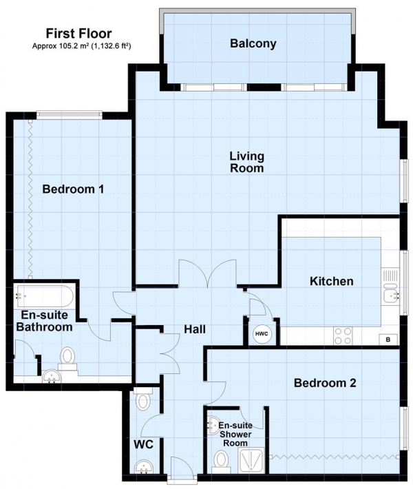 Floor Plan Image for 2 Bedroom Flat for Sale in The Moorings, Harrogate Road, Alwoodley