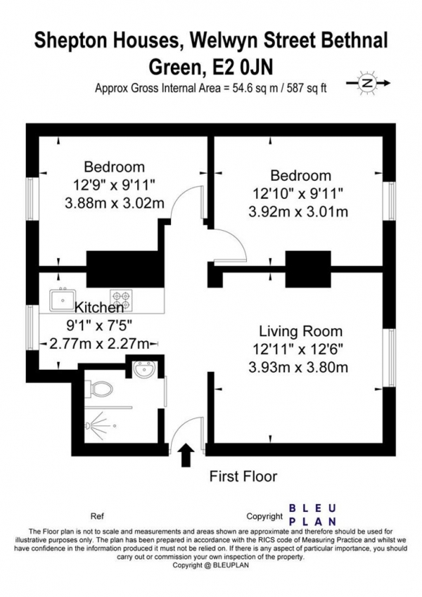 Floor Plan for 2 Bedroom Apartment for Sale in Shepton Houses, Welwyn Street, Bethnal Green, E2, E2, 0JN - Guide Price &pound499,950