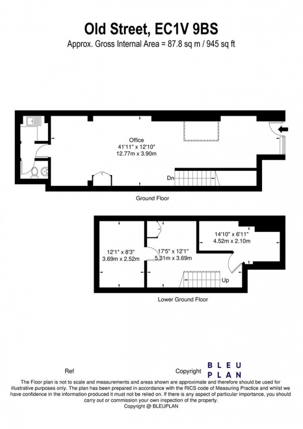 Floor Plan for Retail - High Street to Rent in Old Street, Clerkenwell, EC1V, EC1V, 9BS - £55,000 annually