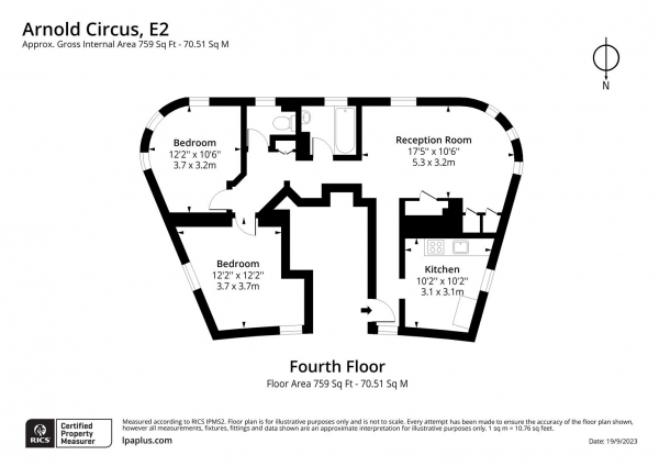 Floor Plan Image for 2 Bedroom Apartment for Sale in Sandford House, Arnold Circus, Shoreditch, E2