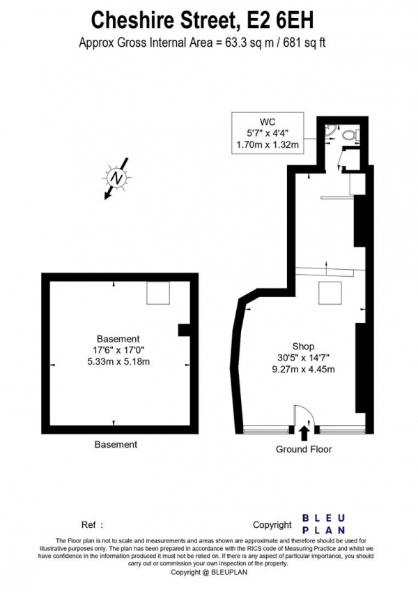 Floor Plan Image for Retail - High Street to Rent in Cheshire Street, Shoreditch, E2