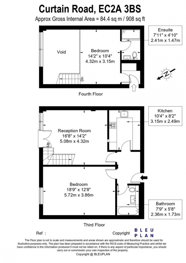 Floor Plan Image for 2 Bedroom Apartment for Sale in Curtain Road, Shoreditch, EC2A