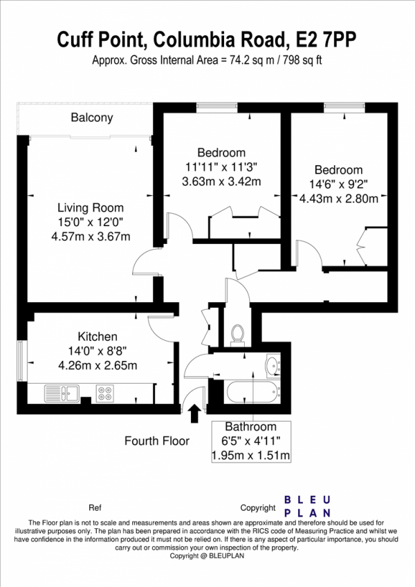 Floor Plan Image for 2 Bedroom Apartment for Sale in Cuff Point, Columbia Road, Shoreditch, E2