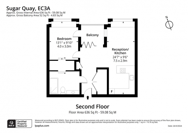 Floor Plan Image for 1 Bedroom Apartment for Sale in Sugar Quay, Water Lane, Tower Bridge, EC3R