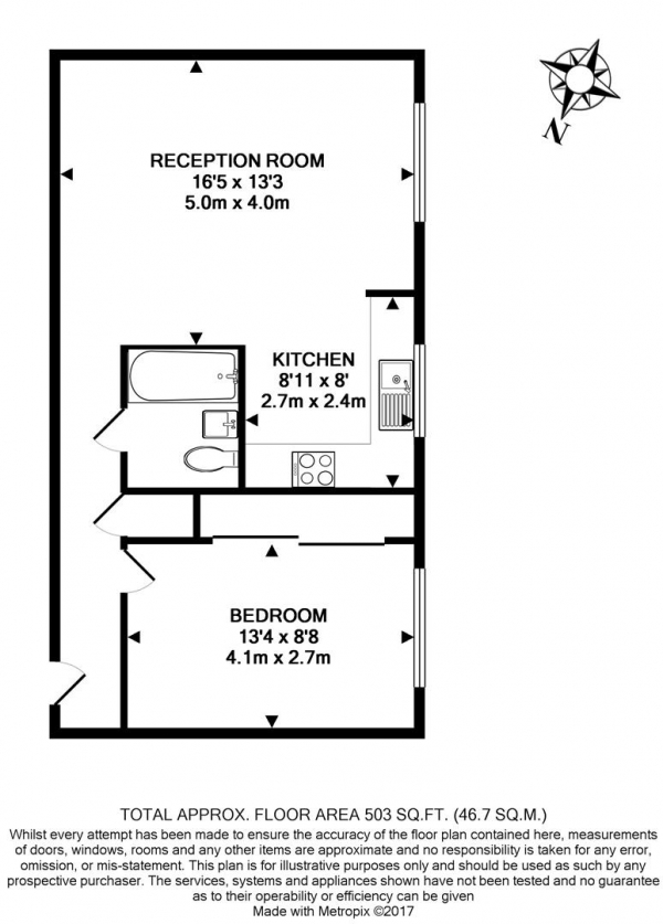 Floor Plan for 1 Bedroom Apartment for Sale in Nelson Gardens, Bethnal Green, E2, E2, 7AA - Offers in Excess of &pound390,000