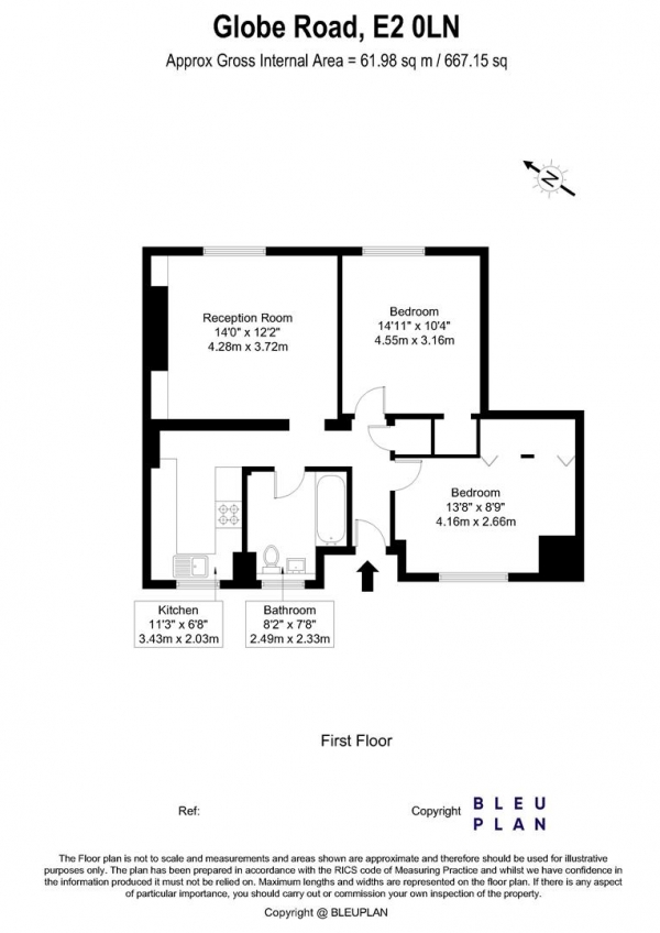 Floor Plan Image for 2 Bedroom Apartment for Sale in Stafford Cripps House, Globe Road, Bethnal Green, E2