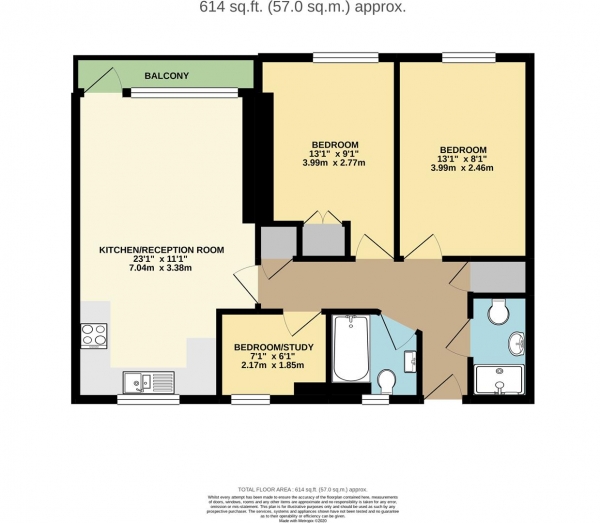 Floor Plan for 2 Bedroom Apartment for Sale in Welington Row, Shoreditch, E2, E2, 7BA -  &pound485,000