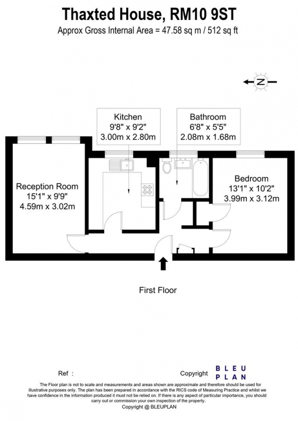 Floor Plan Image for 1 Bedroom Apartment for Sale in Thaxted House Siviter Way, Dagenham, RM10