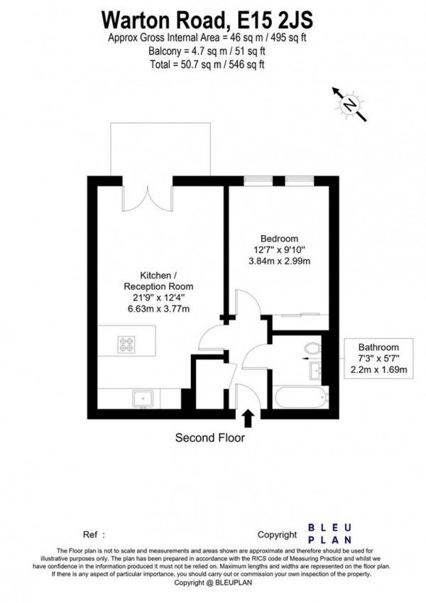 Floor Plan Image for 1 Bedroom Apartment for Sale in Azura Court, Warton Road, Stratford, E15