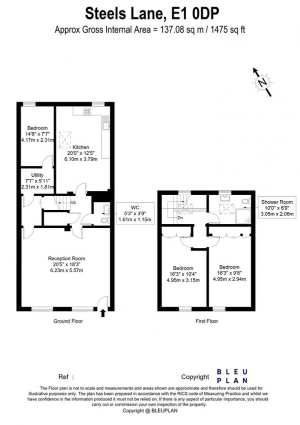 Floor Plan Image for 3 Bedroom Terraced House for Sale in Steels Lane, London