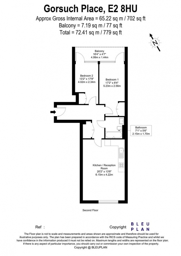 Floor Plan Image for 2 Bedroom Apartment for Sale in Rosewood Building, Cremer Street, Shoreditch, E2