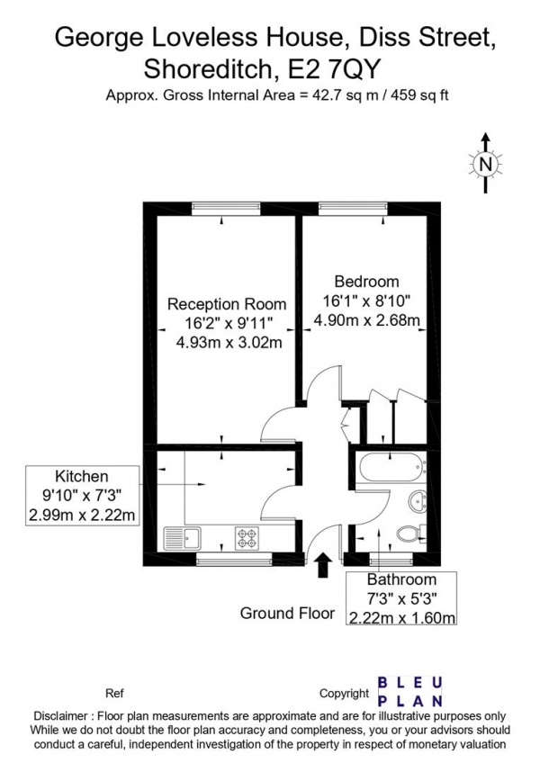 Floor Plan Image for 1 Bedroom Apartment for Sale in George Loveless House, Diss Street, Shoreditch, E2