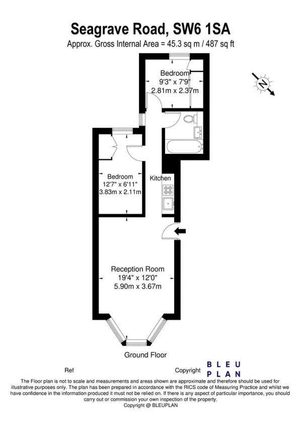 Floor Plan Image for 2 Bedroom Apartment for Sale in Seagrave Road, West Brompton, Earl's Court, SW6