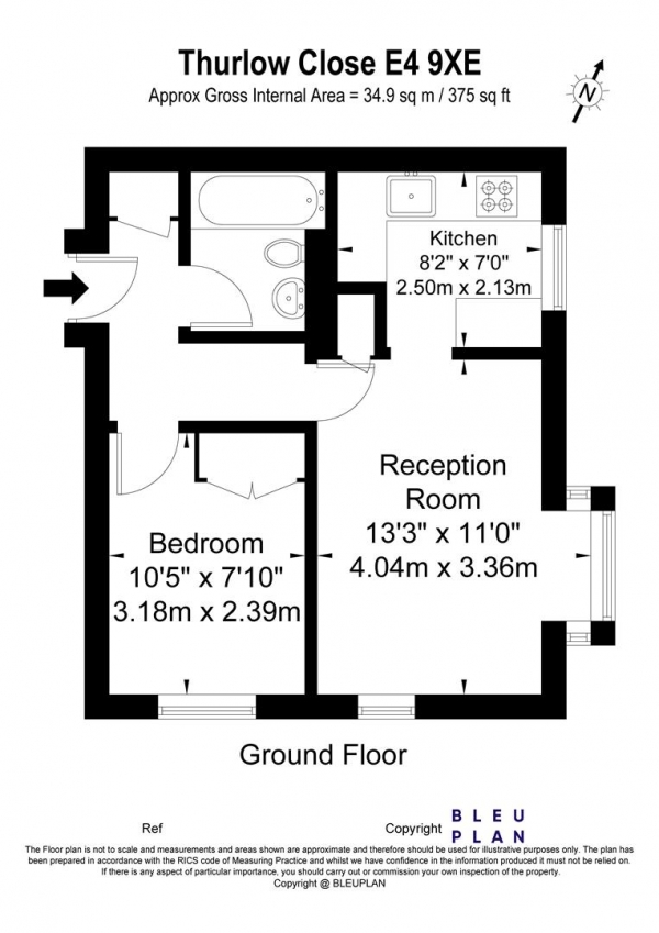 Floor Plan Image for 1 Bedroom Apartment to Rent in Thurlow Close, Highams Park, E4