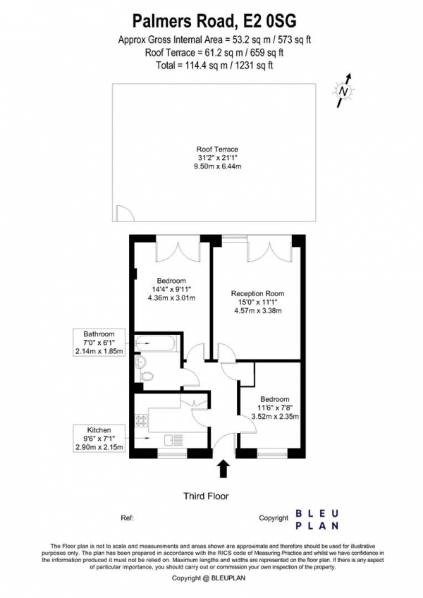 Floor Plan Image for 2 Bedroom Apartment for Sale in Caesar Court, Palmers Road, Bethnal Green, E2