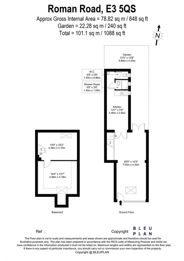 Floor Plan for Retail - High Street for Sale in Roman Road, Bow, E3, E3, 5QS - Guide Price &pound300,000