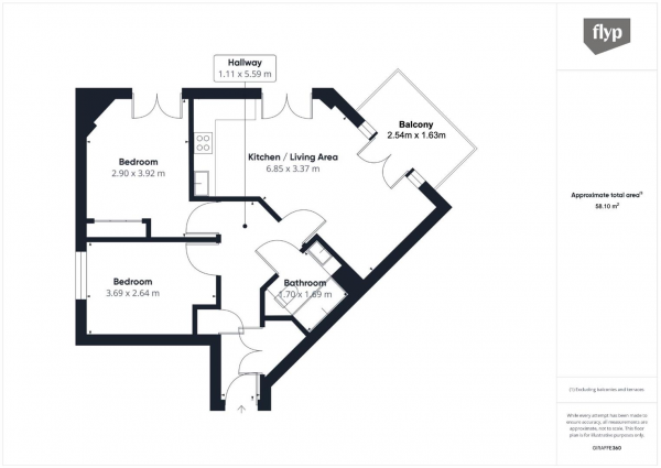 Floor Plan for 2 Bedroom Apartment for Sale in Naxos Building, Hutchings Street, Docklands, E14, E14, 8JR -  &pound495,000