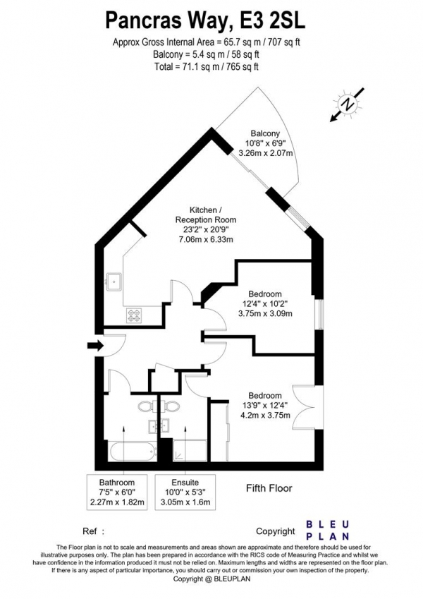 Floor Plan Image for 2 Bedroom Apartment for Sale in Pancras Way, Bow, London