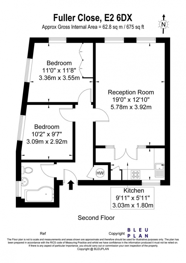 Floor Plan Image for 2 Bedroom Apartment to Rent in Fuller Close, Shoreditch E2