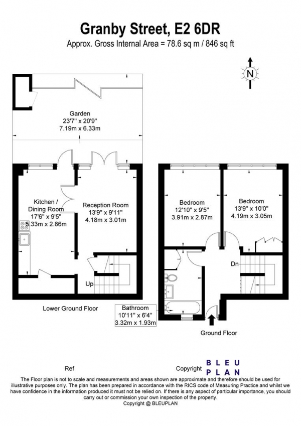 Floor Plan for 2 Bedroom Maisonette to Rent in Granby Street, Shoreditch, E2, E2, 6DR - £623 pw | £2700 pcm