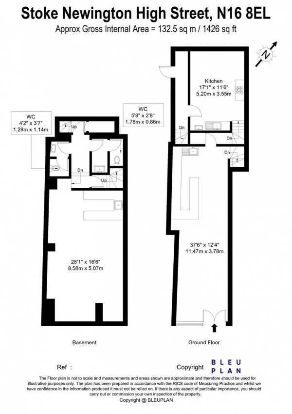 Floor Plan for Restaurant to Rent in Stoke Newington High Street, Stoke Newington, N16, N16, 8EL - £32,000 annually