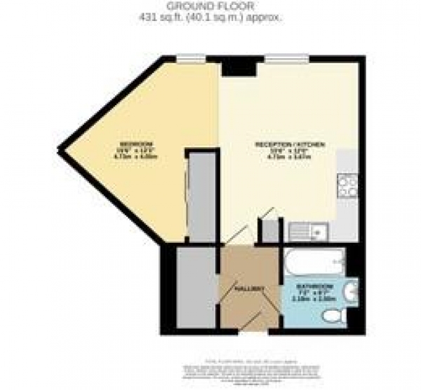 Floor Plan for 1 Bedroom Studio to Rent in Avantgarde Place, Shoreditch, E1, E1, 6GU - £462 pw | £2000 pcm