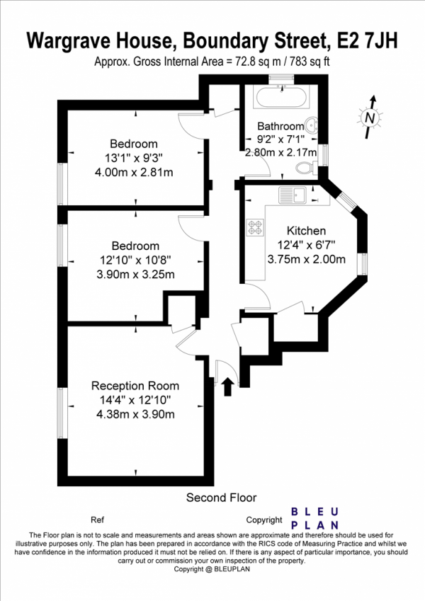 Floor Plan for 2 Bedroom Apartment to Rent in Wargrave House, Arnolrd Circus, Navarre Street, Shoreditch, E2, E2, 7JH - £577 pw | £2500 pcm