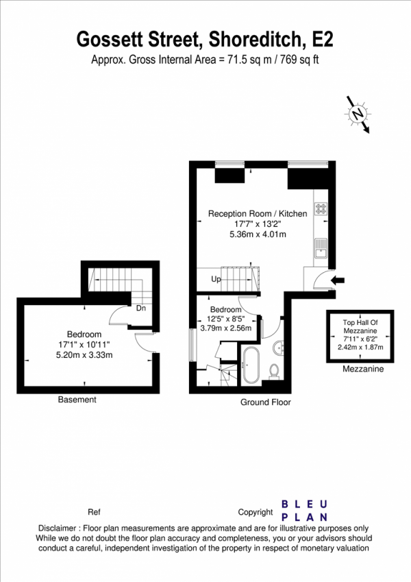 Floor Plan Image for 2 Bedroom Apartment to Rent in Gosset Street, Bethnal Green, E2