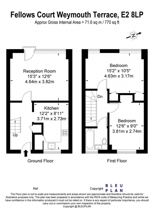 Floor Plan Image for 2 Bedroom Apartment to Rent in Fellows Court, Weymouth Terrace, Hackney, E2