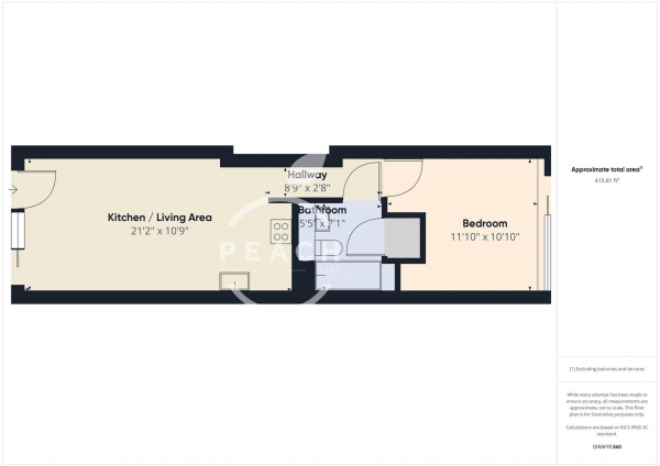 Floor Plan Image for 1 Bedroom Apartment to Rent in Mansford Street, Bethnal Green, E2