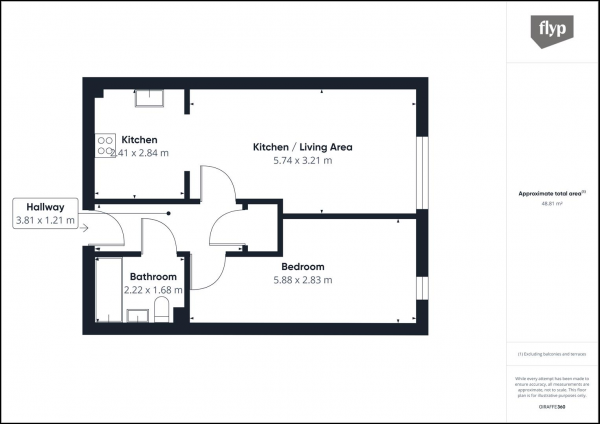 Floor Plan for 1 Bedroom Apartment for Sale in Triangle Road, Hackney, E8, E8, 3SP - Guide Price &pound425,000