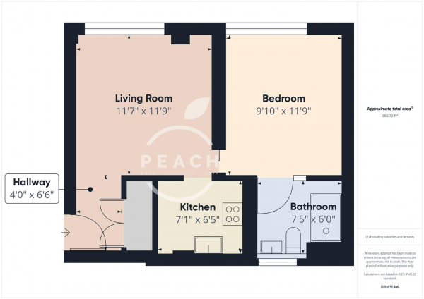 Floor Plan for 1 Bedroom Apartment for Sale in Sunlight Square, Birkbeck Street, Bethnal Green, E2, E2, 6LD - Guide Price &pound325,000