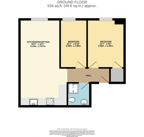 Floor Plan for 2 Bedroom Apartment to Rent in Brick Lane, Shoreditch, E1, E1, 6SA - £565 pw | £2450 pcm