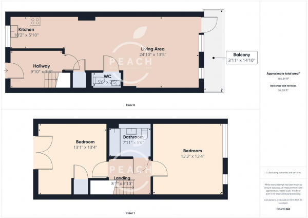 Floor Plan for 2 Bedroom Maisonette for Sale in Riverside Mews, Wick Lane, Bow, E3, E3, 2JJ - Guide Price &pound530,000