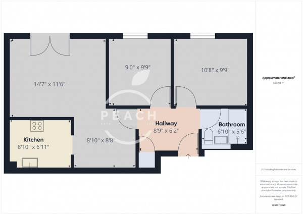 Floor Plan for 2 Bedroom Apartment to Rent in Odeon Court, Chicksand Street, Shoreditch, E1, E1, 5LB - £635 pw | £2750 pcm