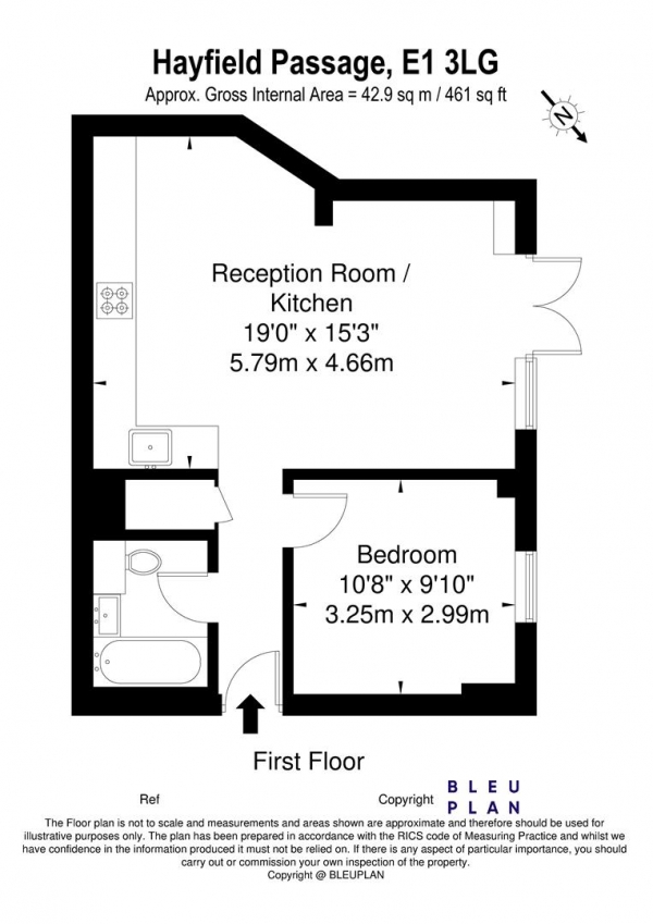 Floor Plan Image for 1 Bedroom Apartment for Sale in Hayfield Passage, Stepney Green, E1