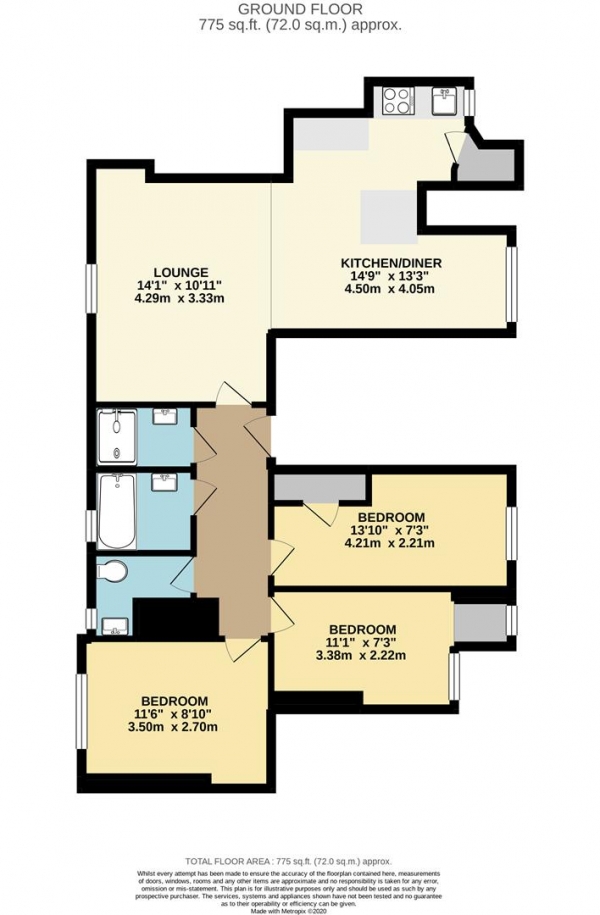 Floor Plan Image for 3 Bedroom Apartment for Sale in Walton House, Old Nichol Street, Shoreditch, E2