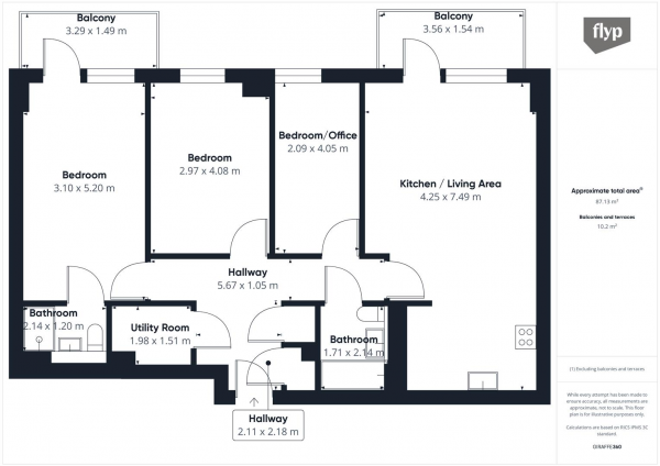 Floor Plan Image for 3 Bedroom Apartment for Sale in Brumwell Avenue, Brumwell Avenue, Greenwich, SE18