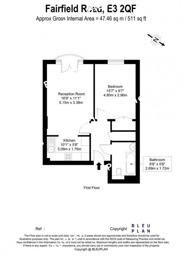 Floor Plan Image for 1 Bedroom Apartment for Sale in Bow Connection, Fairfield Road, Bow, E3