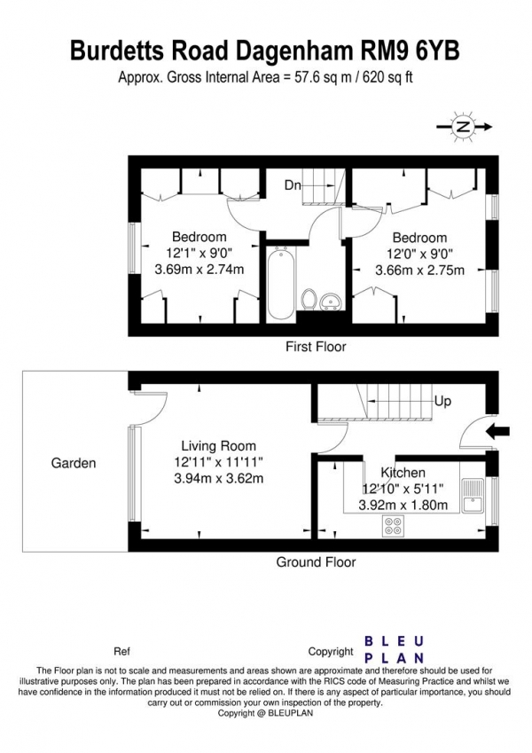 Floor Plan Image for 2 Bedroom Semi-Detached House for Sale in Burdetts Road, Dagenham, Essex