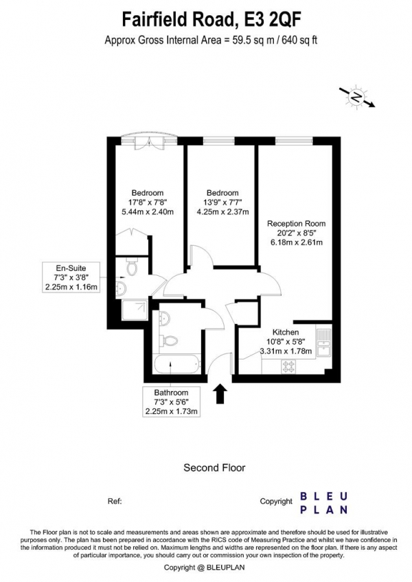 Floor Plan Image for 2 Bedroom Property for Sale in Bow Connection, Fairfield Road, Bow, E3