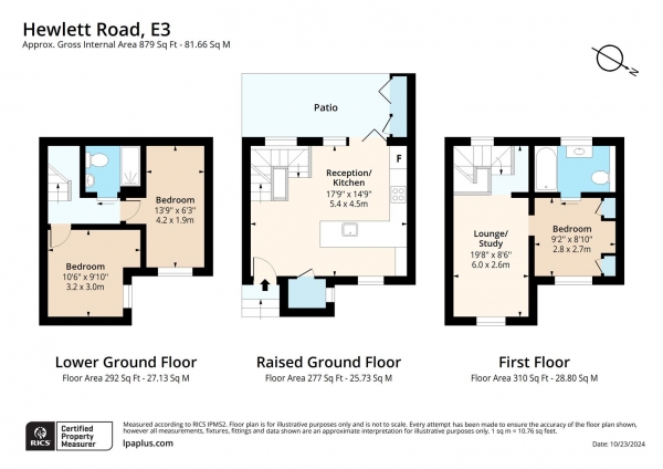 Floor Plan Image for 3 Bedroom Terraced House to Rent in Hewlett Road, Bow, E3