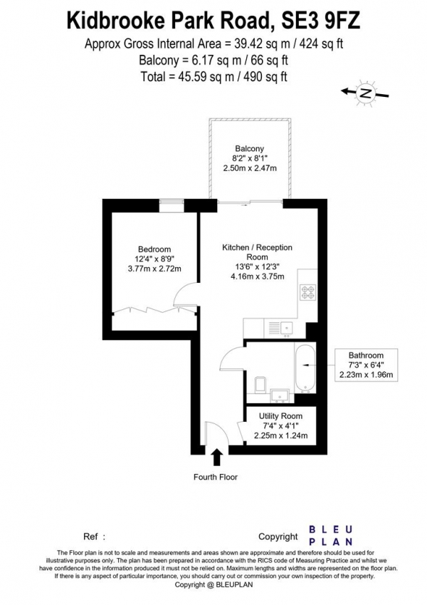 Floor Plan Image for 1 Bedroom Apartment for Sale in Cottam House, Kidbrooke Park Road, Kidbrook, SE3